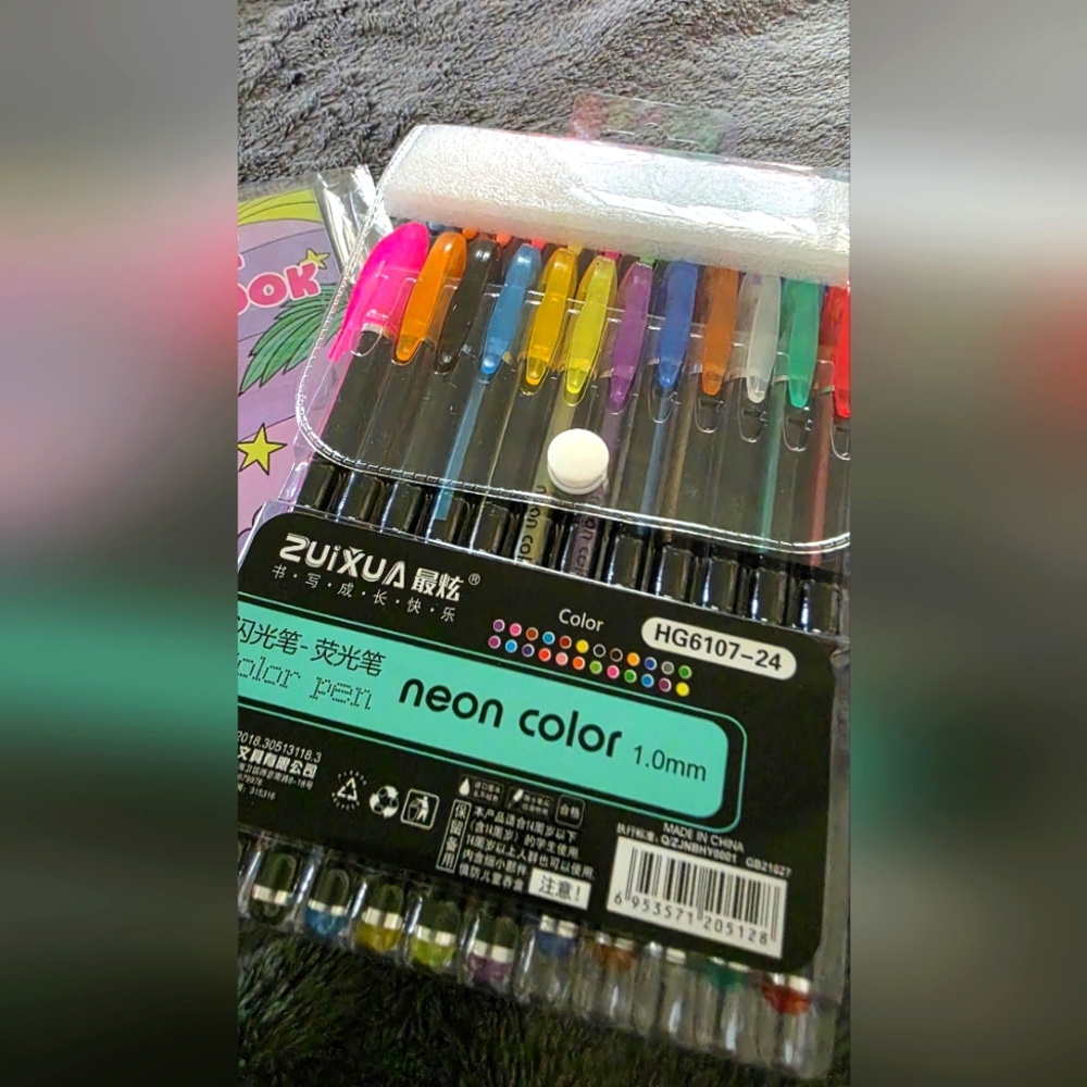 Nature Coloring Book Set (5) with Neon Color Gel Pens 24 Ct Sealed - Picture 3 of 3